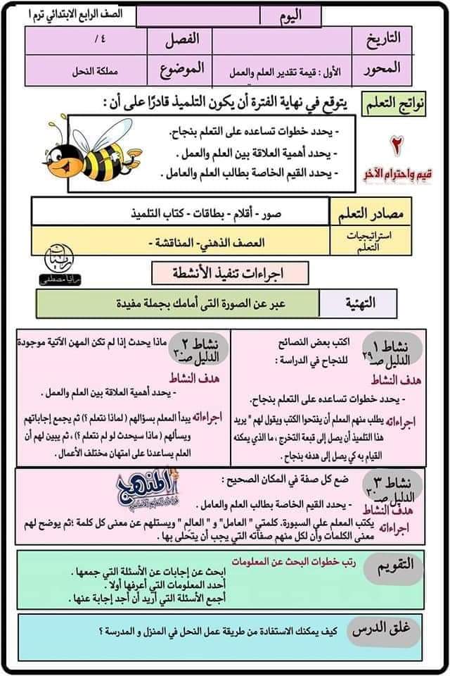 تحضير منهج قيم واحترام الآخر رابعة ابتدائي - ٢٠٢٢