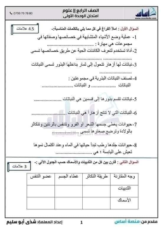 نماذج امتحانات تقييم شهر اكتوبر - ٢٠٢٢