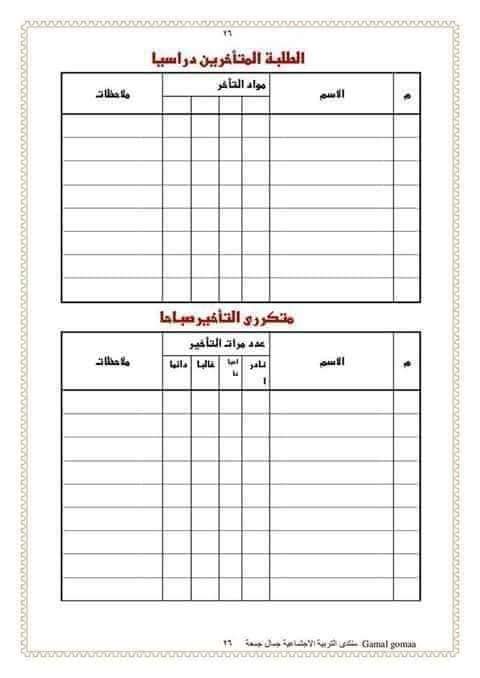 تحميل سجل ريادة الفصل ٢٠٢١ - ٢٠٢٢ - الريادة