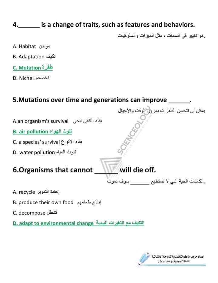 اسئلة بنك المعرفة ساينس الصف الرابع لغات - اجابات اسئلة بنك المعرفة علوم لغات