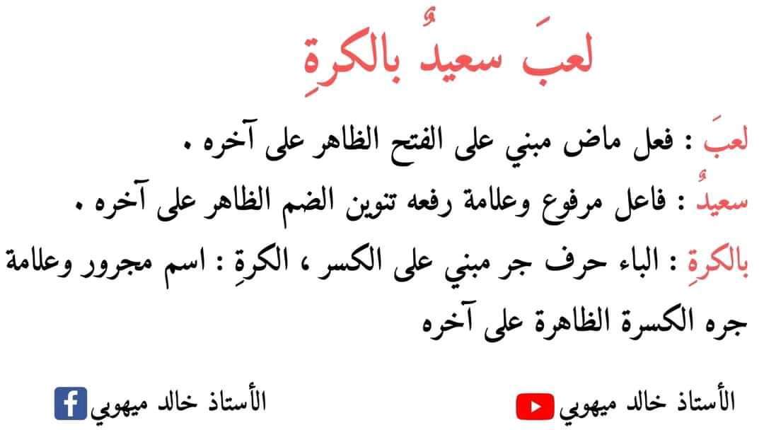 نماذج اعرابية للصف الرابع الابتدائي - اللغة العربية