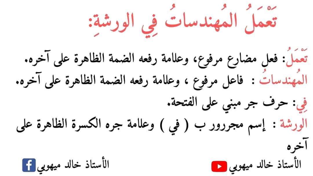 نماذج اعرابية للصف الرابع الابتدائي - اللغة العربية