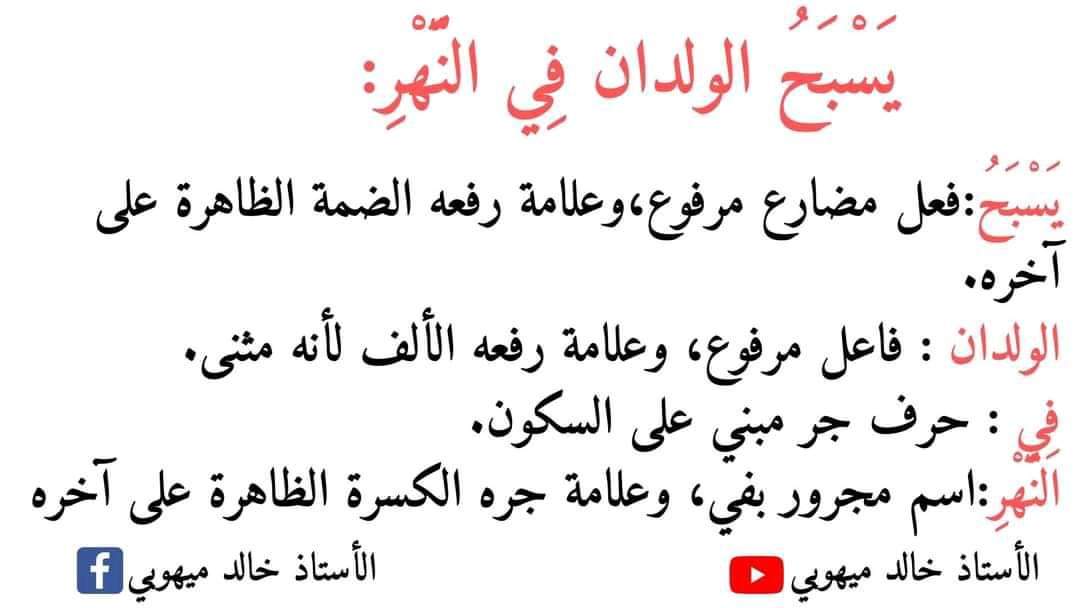 نماذج اعرابية للصف الرابع الابتدائي - اللغة العربية