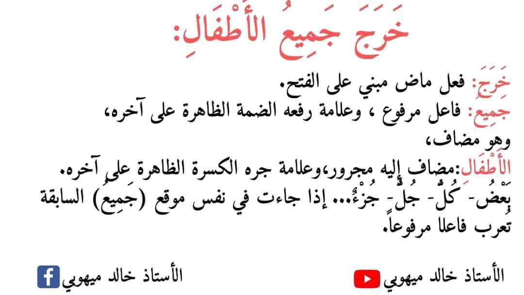 نماذج اعرابية للصف الرابع الابتدائي - اللغة العربية