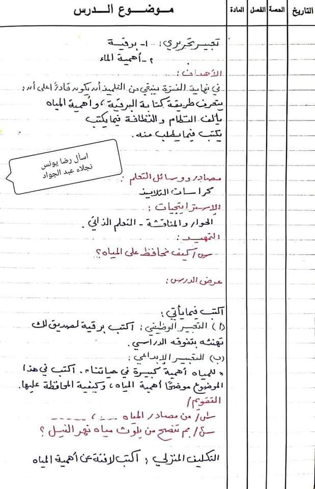 تحضير لغة عربية الصف الخامس الابتدائي - الترم الاول