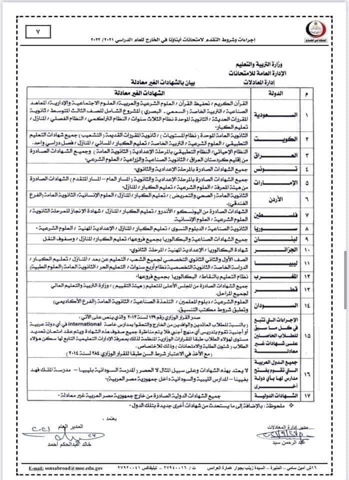 اجراءات وتعليمات التقدم لامتحانات أبناؤنا فى الخارج للعام 2021 - 2022 - ابنائنا في الخارج