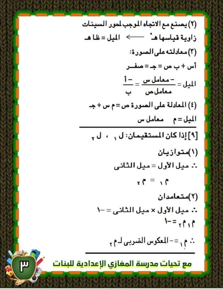 مراجعة ليلة الامتحان رياضيات الشهادة الاعدادية - الجبر