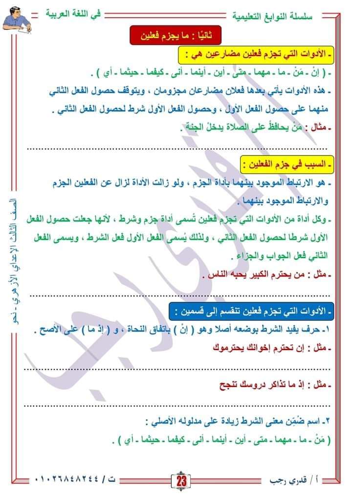 مراجعة النحو والصرف الشهادة الاعدادية الازهرية - الاعدادية الازهرية