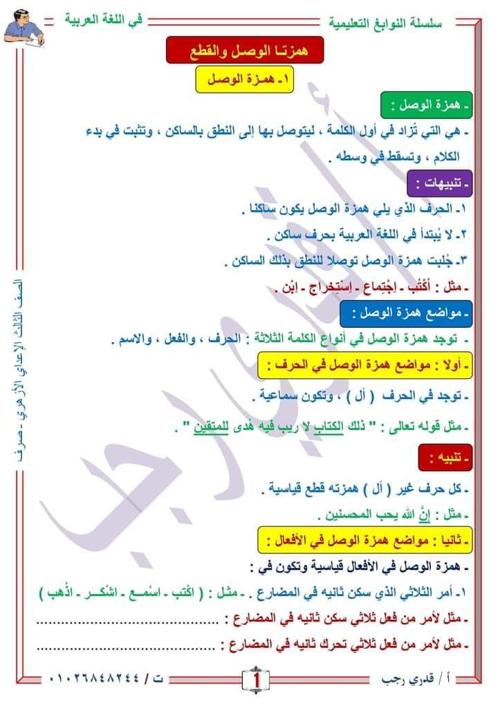 مراجعة النحو والصرف الشهادة الاعدادية الازهرية - الاعدادية الازهرية