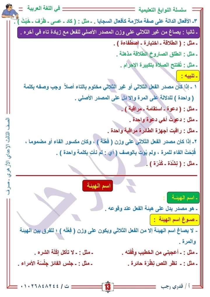 مراجعة النحو والصرف الشهادة الاعدادية الازهرية - الاعدادية الازهرية