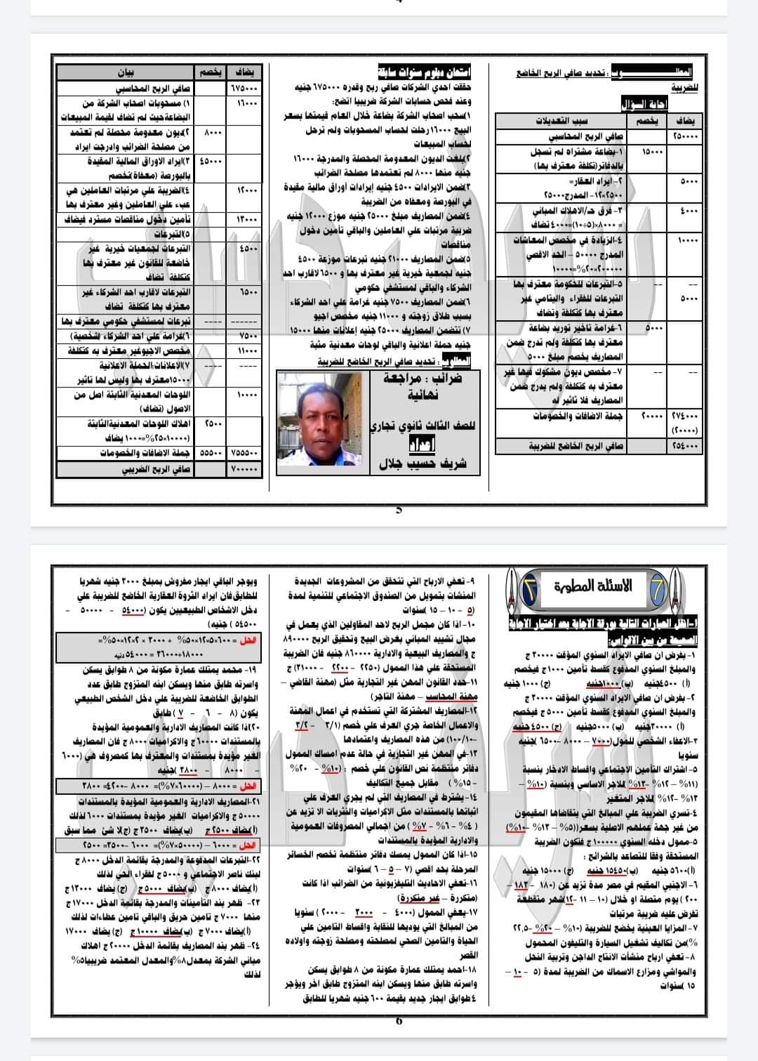 مراجعة نهائية محاسبة ضريبية للثانوية التجارية - الثانوي التجاري