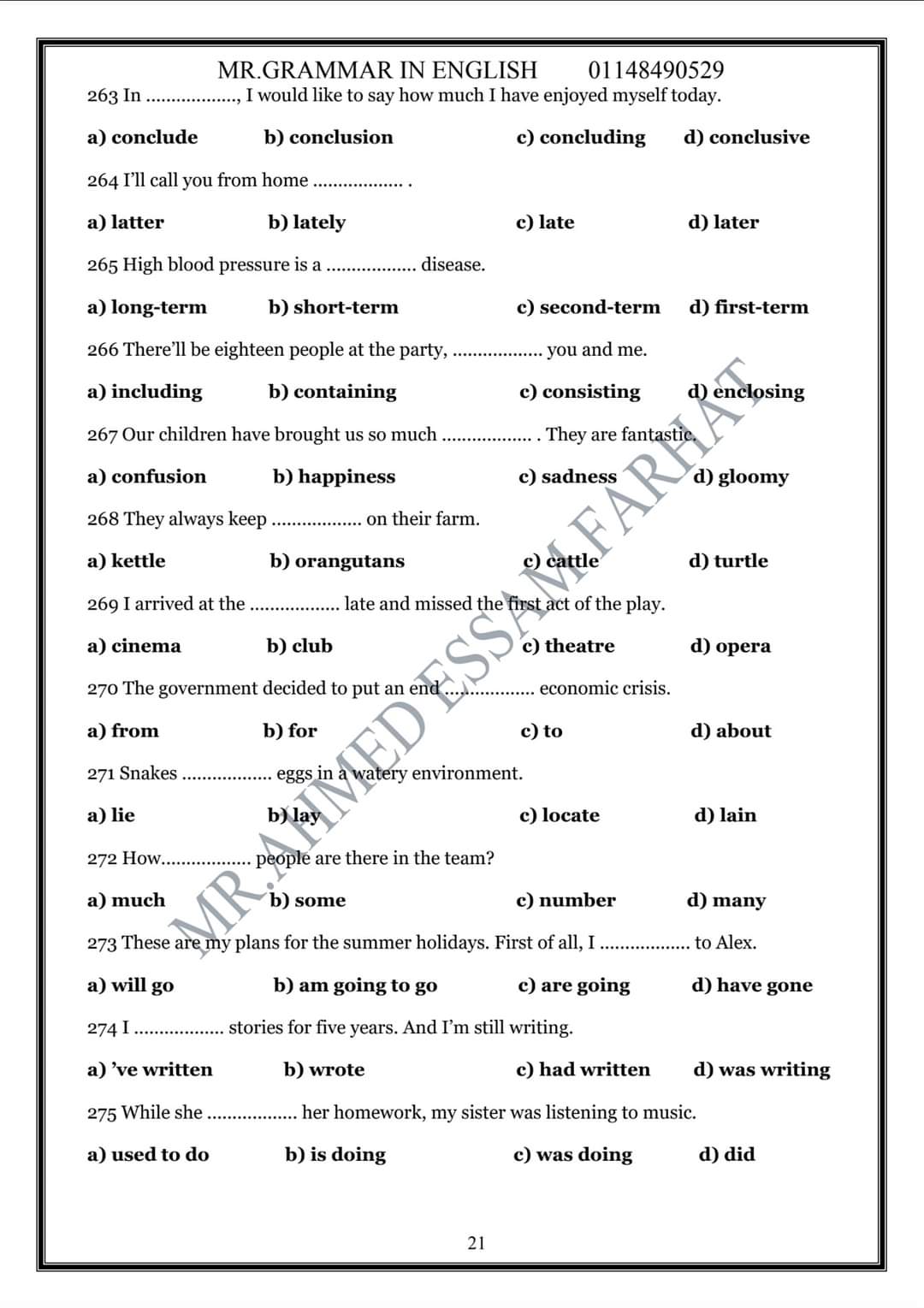 تحميل بنك اسئلة انجليزي اولى ثانوي 2022 - احمد عصام