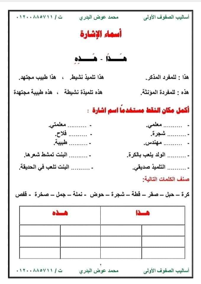 مذكرة اساليب وتراكيب الصفوف الأولى الترم الثاني - محمد عوض