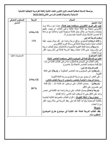 مواصفات الأسئلة المقالية للصفين الأول والثانى الثانوى اللغات الثانية - اخبار اولى ثانوي