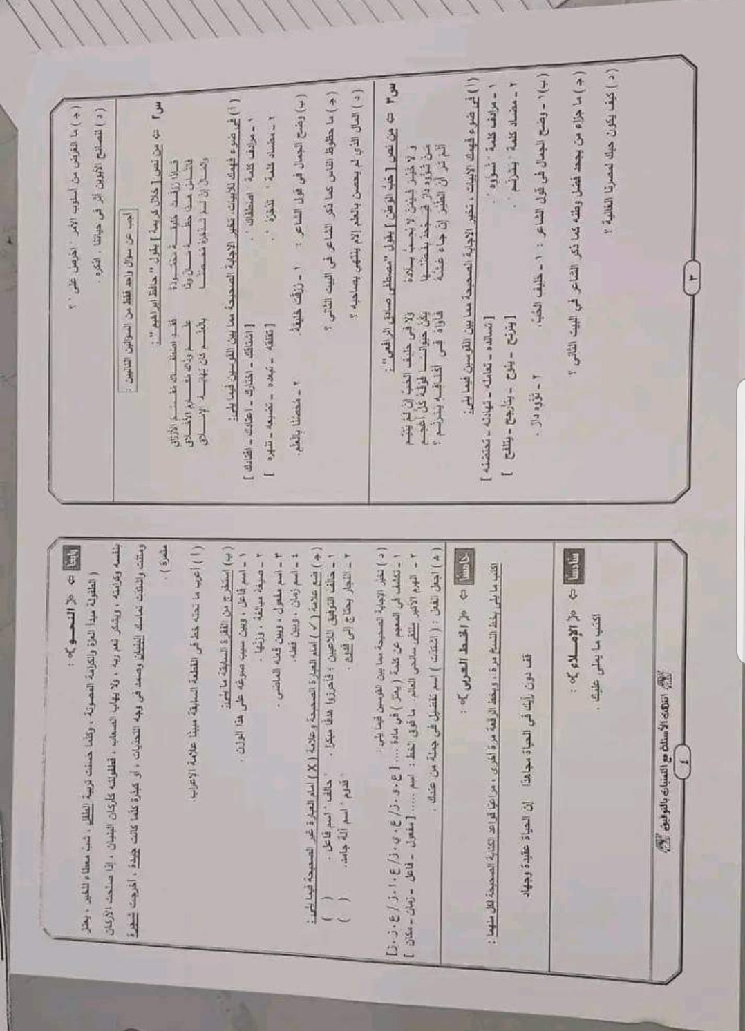 امتحان اللغة العربية الشهادة الإعدادية الجيزة - امتحان عربي الترم الثاني