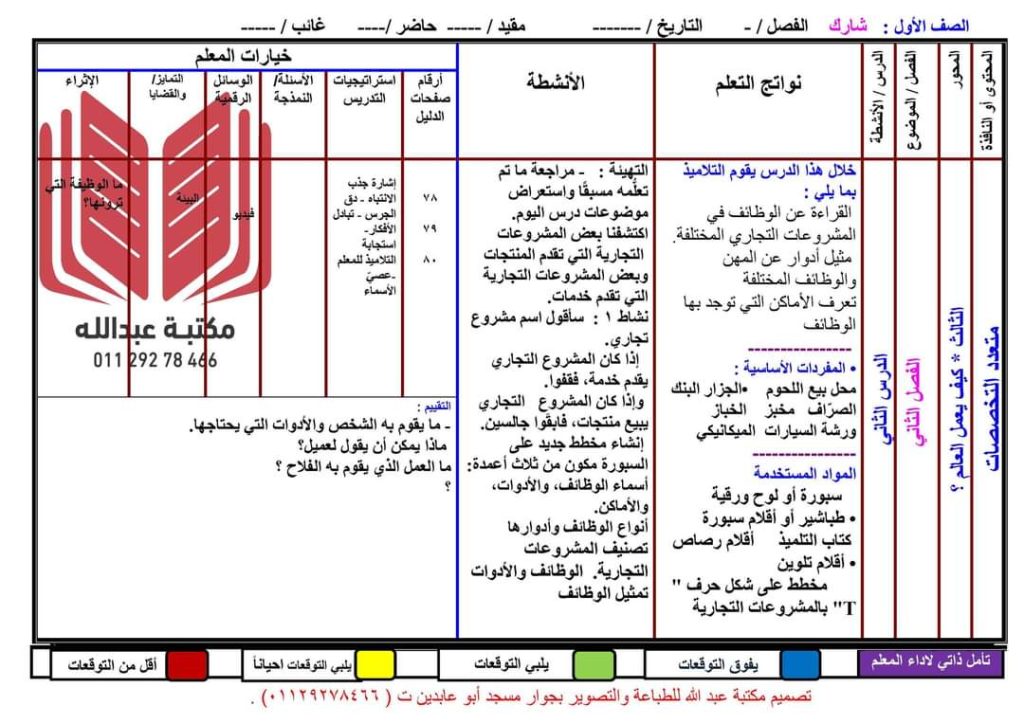 دفتر تحضير مادة اكتشف الصف الاول الابتدائي الترم الثاني 2023 منصة