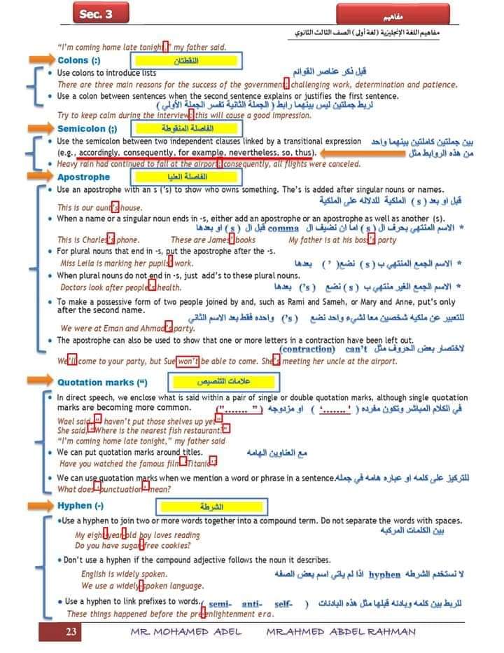 تحميل مفاهيم اللغة الانجليزية مترجمة للصف الثالث الثانوي