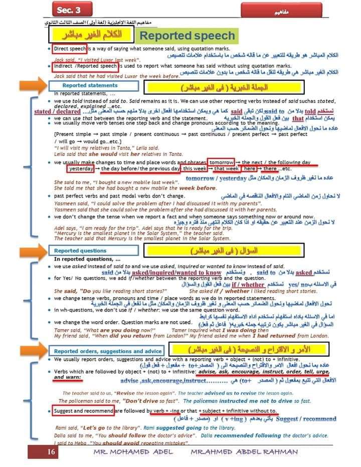 تحميل مفاهيم اللغة الانجليزية مترجمة للصف الثالث الثانوي