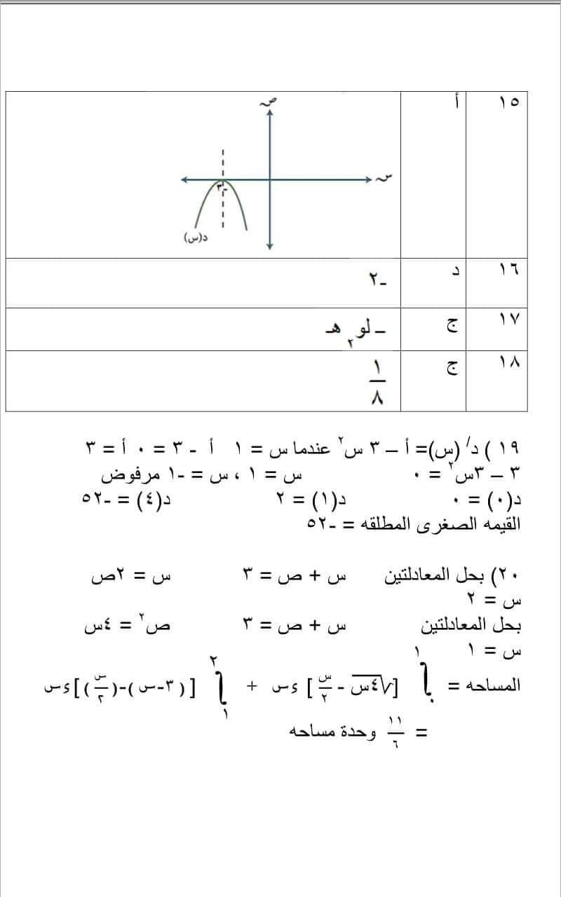 تحميل نماذج الوزارة الاسترشادية التفاضل والتكامل للثانوية العامة 2023