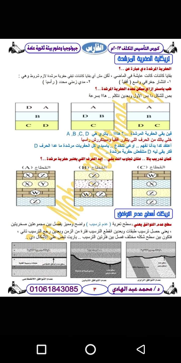 ماذا تقرأ ليلة الامتحان في الجيولوجيا للثانوية العامة للأستاذ / محمد عبدالهادي