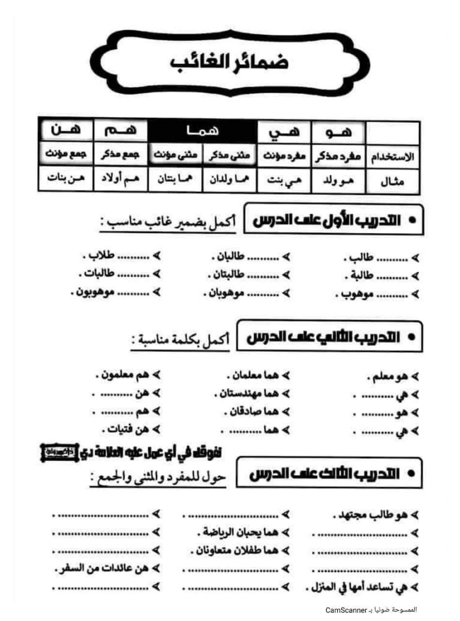 مذكرة التأسيس فى النحو والاعراب للمرحلة الابتدائية