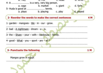 نماذج اختبارات اكتوبر لغة انجليزية للصف الخامس الابتدائى مستر مصطفى محمود