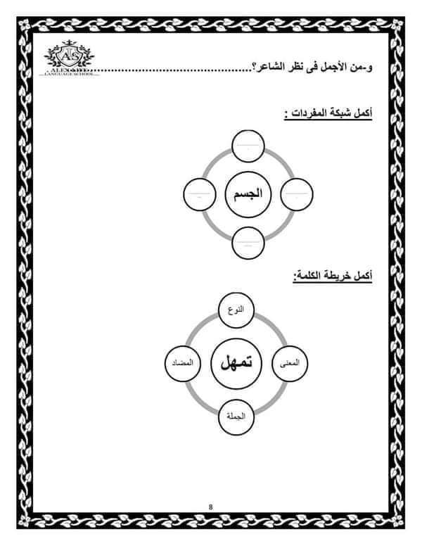 مذكرة المراجعة النهائية لغة عربية تالتة ابتدائي الترم الاول