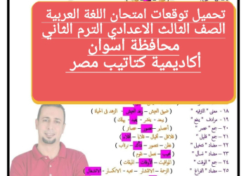 توقعات امتحان اللغة العربية الصف الثالث الاعدادي محافظة أسوان الترم الثاني ٢٠٢٤ - تحميل امتحانات اسوان