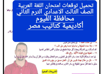 توقعات امتحان اللغة العربية الصف الثالث الاعدادي محافظة الفيوم الترم الثاني ٢٠٢٤ - تحميل امتحانات الفيوم