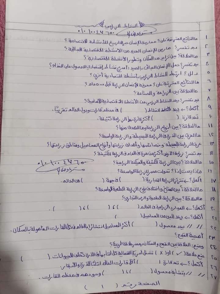 اهم أسئله امتحان الدراسات الاجتماعية للشهادة الاعداديه التي لا يخرج عنها الامتحان لأي محافظه