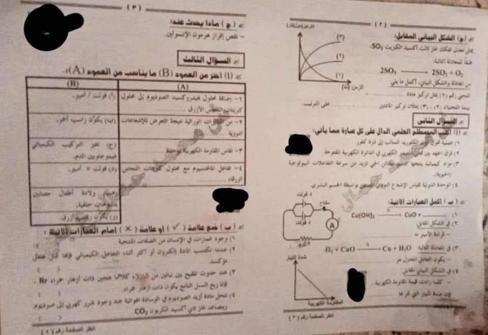 إجابة امتحان العلوم محافظة المنيا تالتة اعدادي الترم الثاني ٢٠٢٤