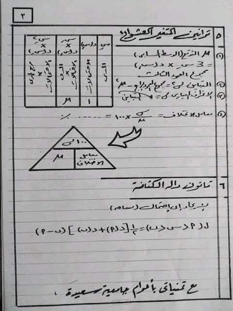 أهم أسئلة مراجعة الاحصاء ليلة الامتحان للثانوية العامة بالإجابات