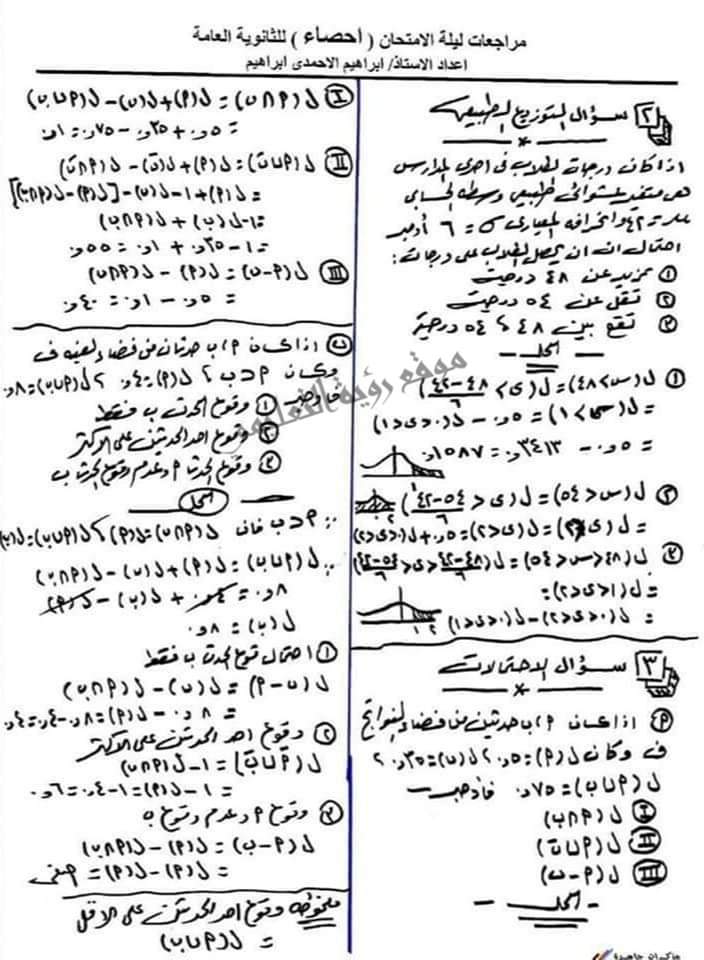 توقعات امتحان الاحصاء للثانوية العامة 2024