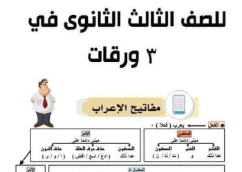 ملخص مفاتيح الإعراب في 3 ورقات للثانوية العامة 2024