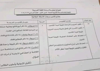 نموذج الاجابة الرسمي للسؤال المقالي في اللغة العربية للثانوية العامة 2024