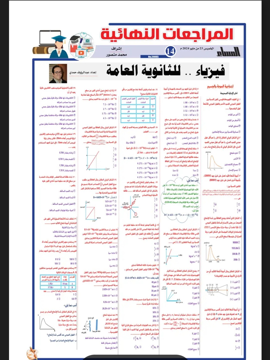 مراجعة المساء النهائية في الفيزياء للثانوية العامة 2024