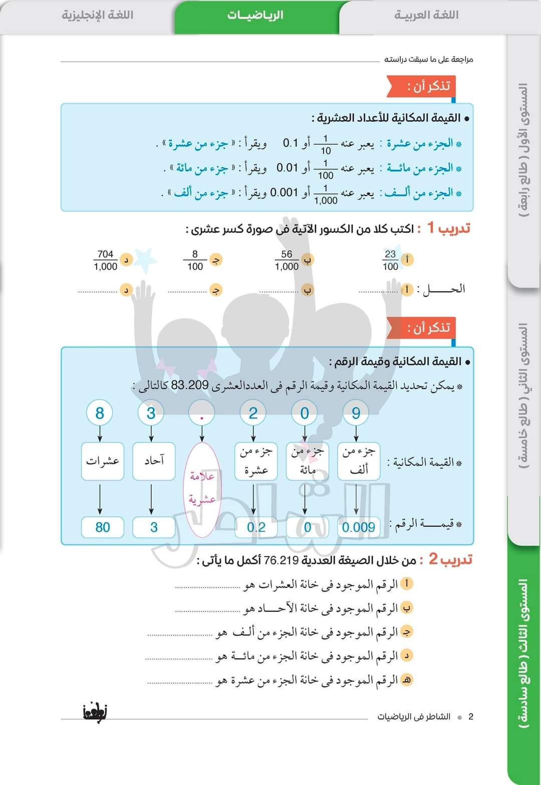 مقرر منهج الرياضيات للصف السادس الابتدائي نظام جديد 2025