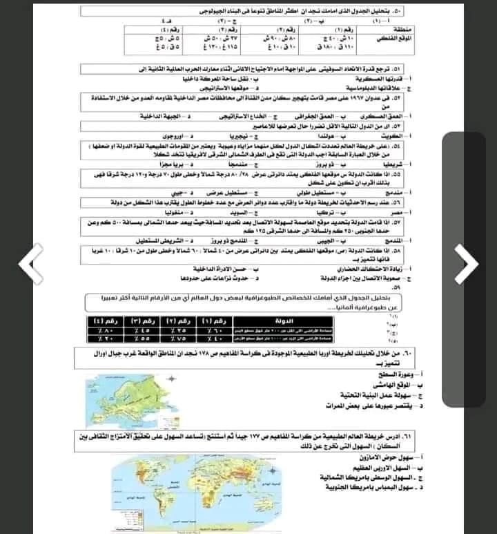 أهم توقعات امتحان الجغرافيا للثانوية العامة 2024 مع أهم التريكات