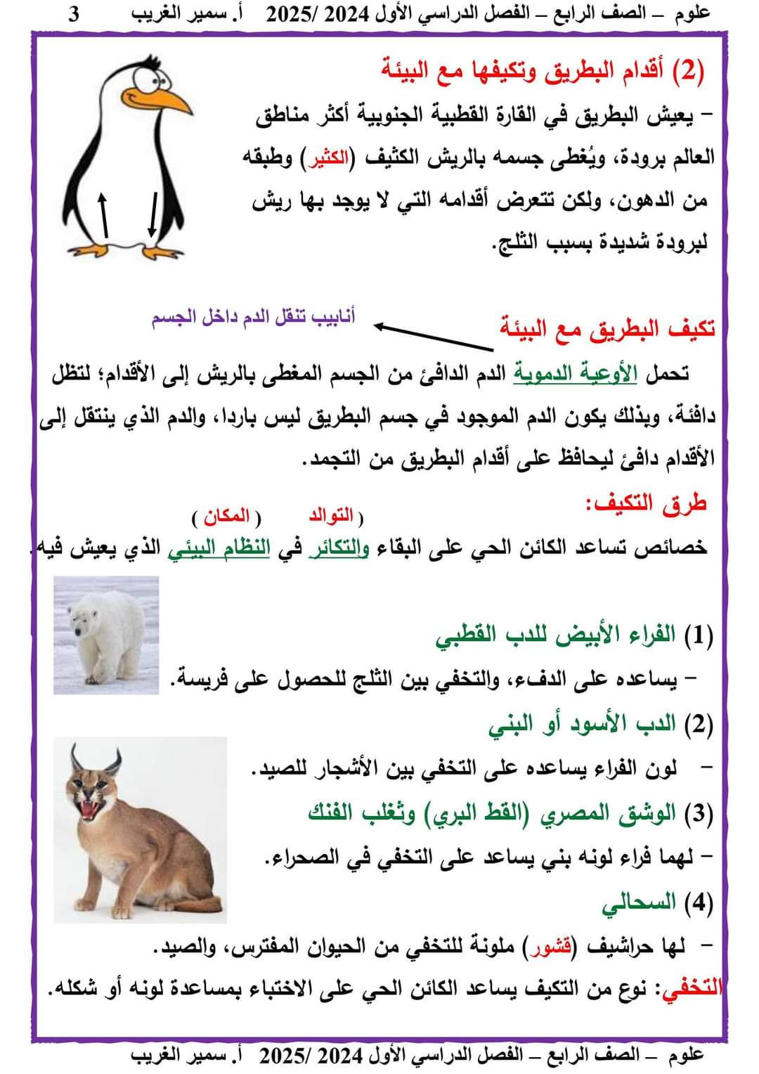 ملزمة سمير الغريب علوم الصف الرابع الابتدائي الترم الاول ٢٠٢٥