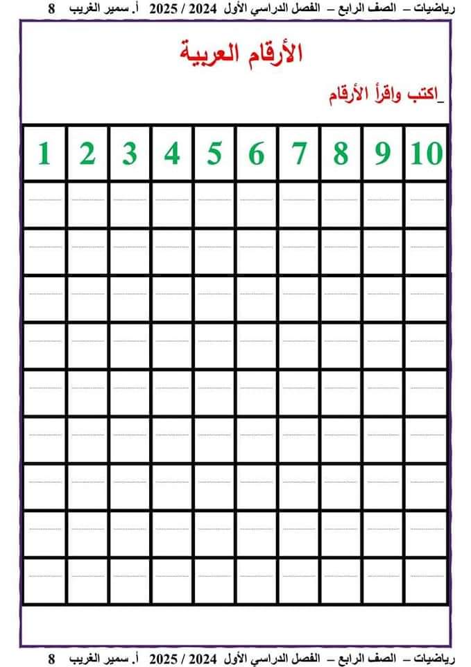 ملزمة سمير الغريب رياضيات الصف الرابع الابتدائي الترم الاول ٢٠٢٥ - تحميل مذكرات الرياضيات