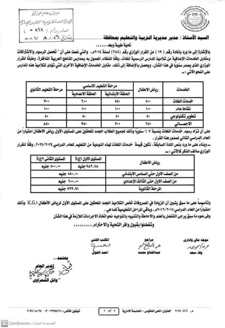 تحميل الرسوم الدراسية ومقابل الخدمات للمدارس الرسمية للغات والمدارس الرسمية المتميزة للغات