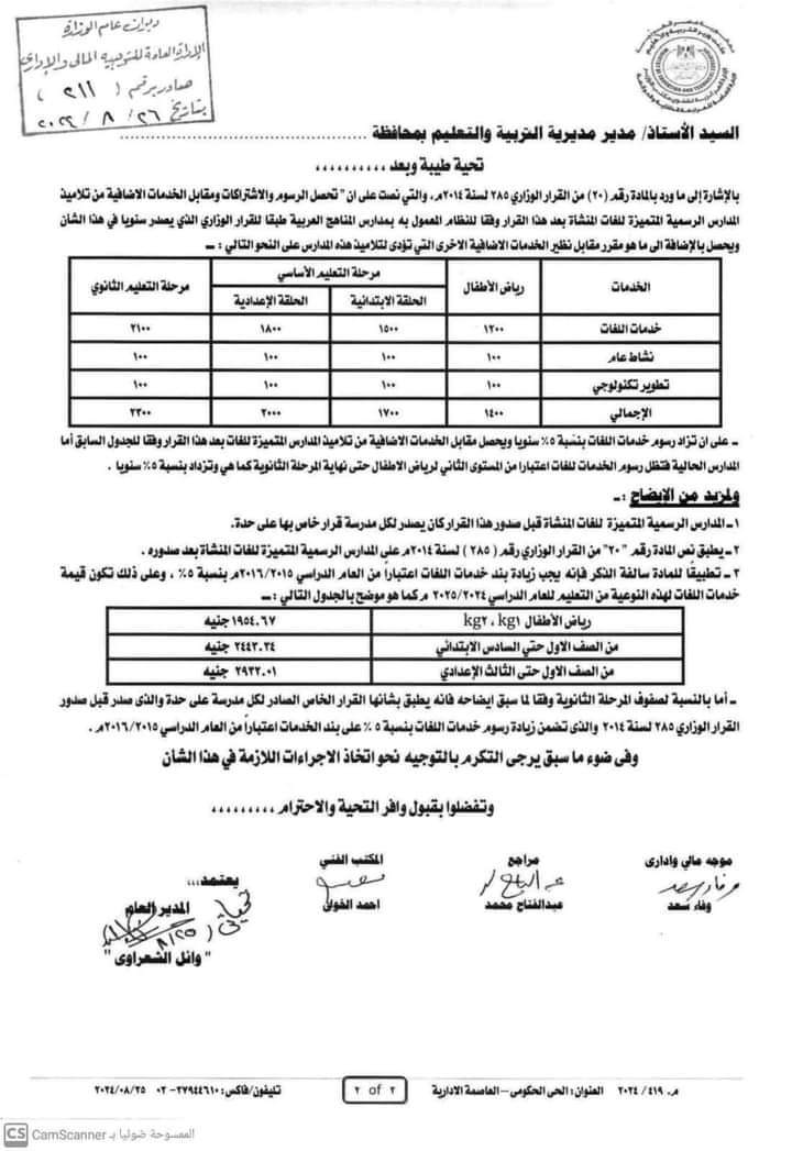 تحميل الرسوم الدراسية ومقابل الخدمات للمدارس الرسمية للغات والمدارس الرسمية المتميزة للغات