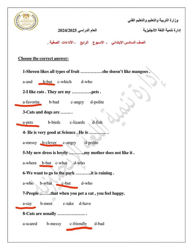 حل تقييمات الواجب المدرسي لغة إنجليزية الصف السادس الابتدائي الترم الاول 2025